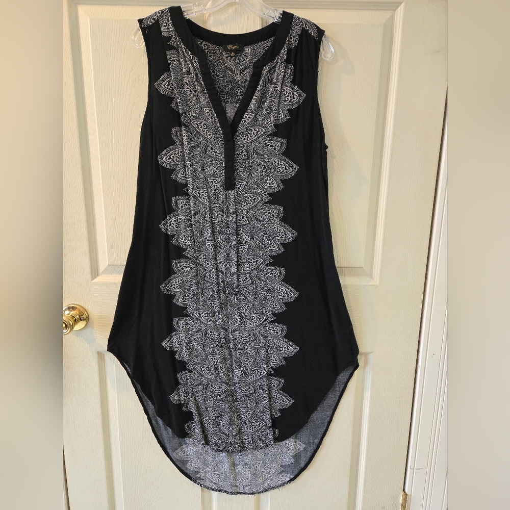 Cupio Black and White Asymmetrical Dress Sz XL 100% Viscose